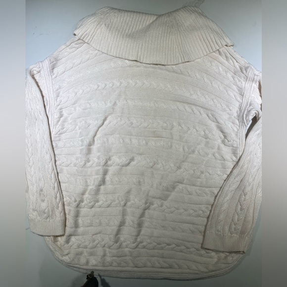 LAUREN Ralph Lauren cable knit sweater, Cowl neck, Off White/Cream, Size XL - Picture 7 of 9